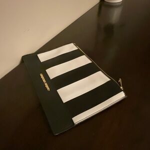 Christian Siriano Black and White Striped Clutch
